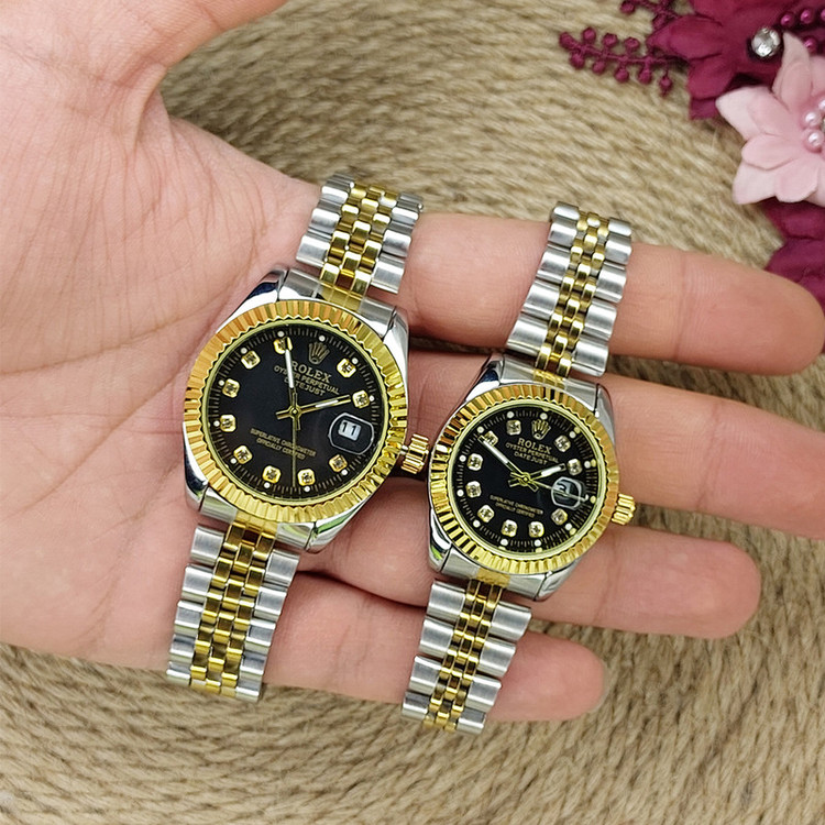 ست ساعت مچی عقربه ای زنانه و مردانه مدل تاریخ دار دیت جاست