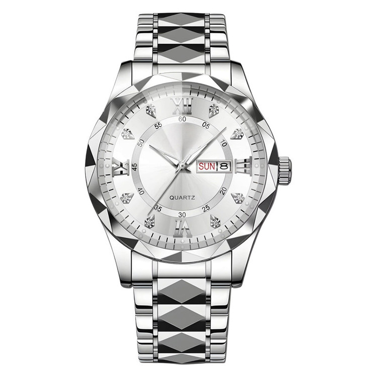 ساعت مچی عقربهای کوارتز مردانه مدل استیل طرح تراش الماسی کد C2.7