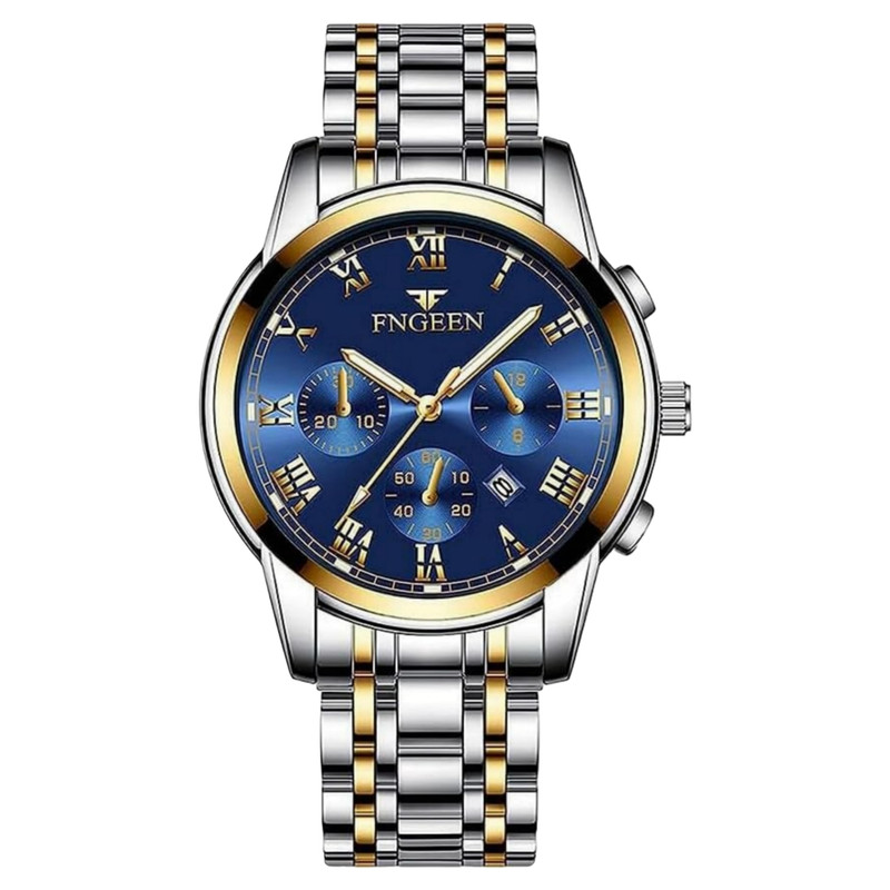 ساعت مچی عقربه‌ای کوارتز مردانه اف ان جین مدل کلاسیک تک موتوره بند استیل کد ۱