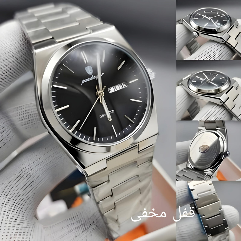 ساعت مچی عقربهای کوارتز مردانه پوداگار مدل کلاسیک بند استیل دی دیت کد 03