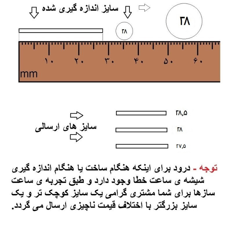 شیشه ساعت مچی مدل 28.5-28-27.5 بسته 3 عددی