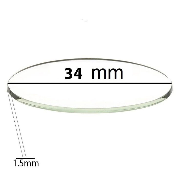شیشه ساعت مچی مدل 34 mm