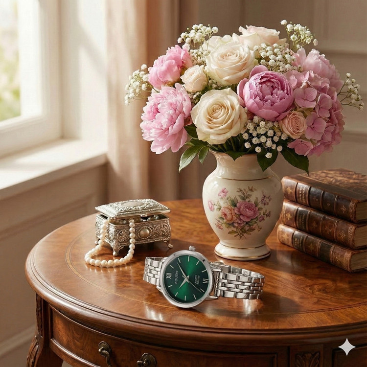 ساعت مچی عقربهای کوارتز زنانه کوشی مدل لوکس بند استیل بند طرح بافت کد K005
