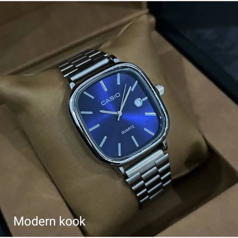 ساعت مچی مردانه کاسیوcasio بند نقره ای صفحه آبی ضد آب کد2663