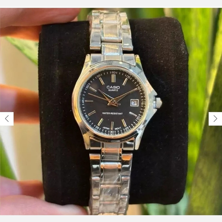 ساعت زنانه casio(کاسیو) اصل ، عقربه ای صحفه گرد رنگ بندی کامل و بند استیل نقره ای ضد آب کد 0002