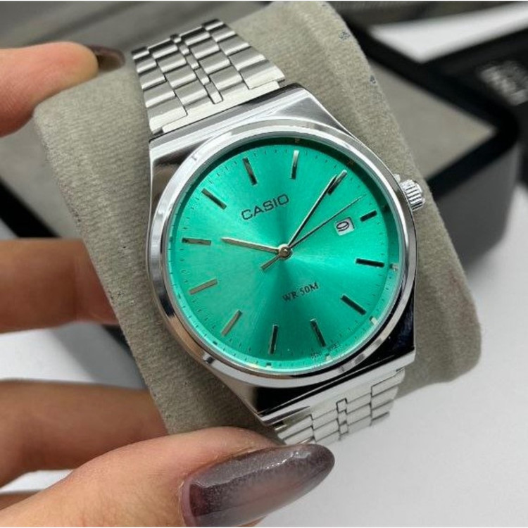 ساعت مچی اورجینال کاسیوCASIO صفحه رنگ بندی بند استیل رنگ ثابت کد2554