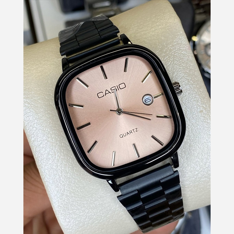 ساعت مچی مردانه کاسیوcasio موتور ژاپن صفحه مربعی بند مشگی وشیک ضد آب تمام مشگی وشیک کد1221
