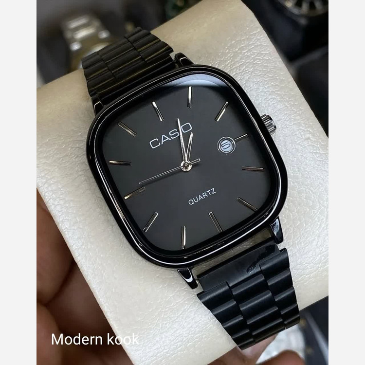 ساعت مچی مردانه کاسیوcasio موتور ژاپن صفحه مربعی بند مشگی وشیک ضد آب تمام مشگی وشیک کد1221