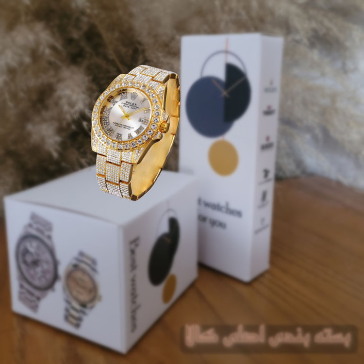 ساعت مچی عقربه ای مدل فول نگین استون قفل مخفی کد 06