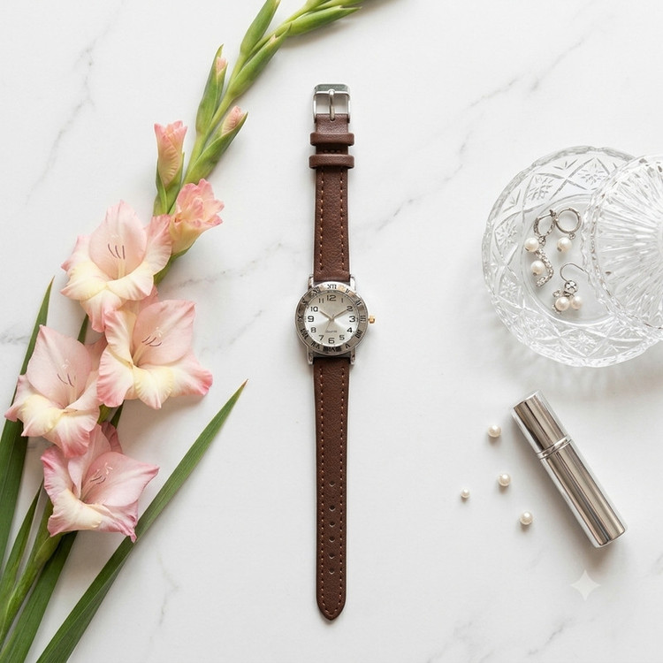 ساعت مچی عقربهای زنانه کوارتز مدل کلاسیک لوکس مینیمال بند چرم کد C 05
