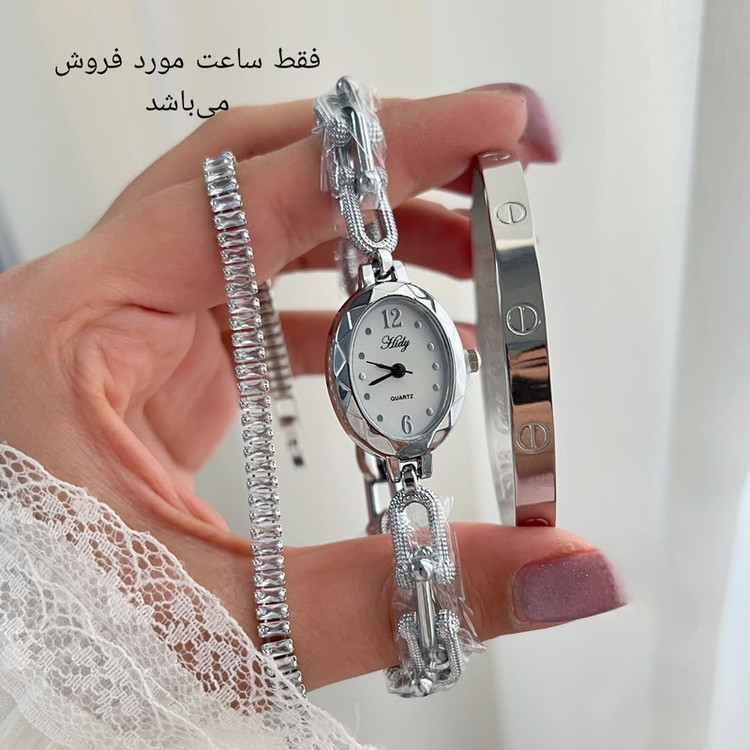 ساعت عقربهای زنانه هایدی مدل لوکس مینیمال بند دستبندی کد HD 001