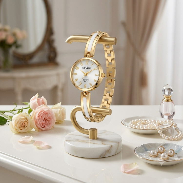 ساعت عقربه ای زنانه هانگروی مدل لوکس بند دستبندی کد HN 002